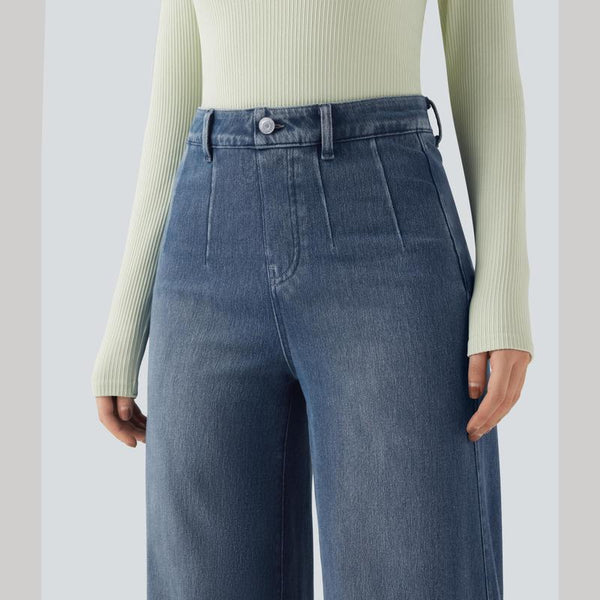 Klassische Jeans mit weitem Bein und hohem Bund 