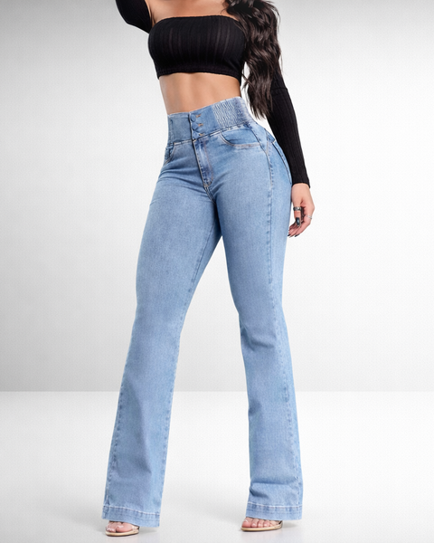 Figurbetonte High-Rise Schlagjeans