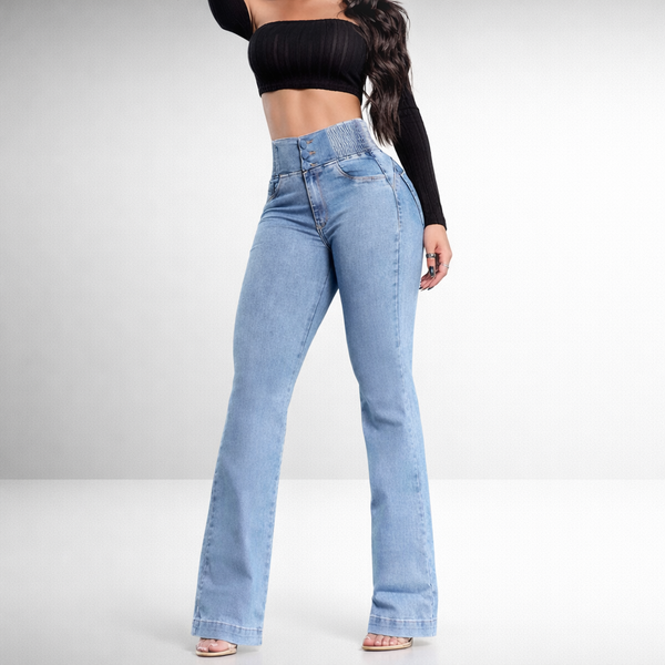 Figurbetonte High-Rise Schlagjeans
