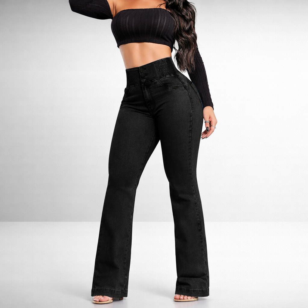 Figurbetonte High-Rise Schlagjeans