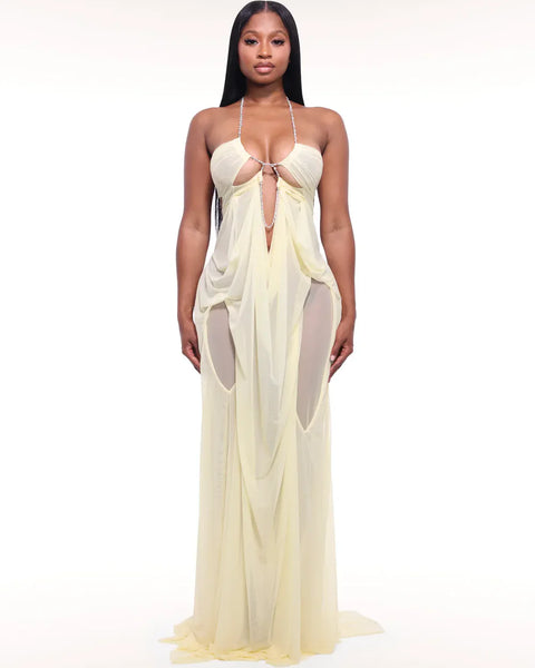 Dazzling Crystal-Accented Evening Gown