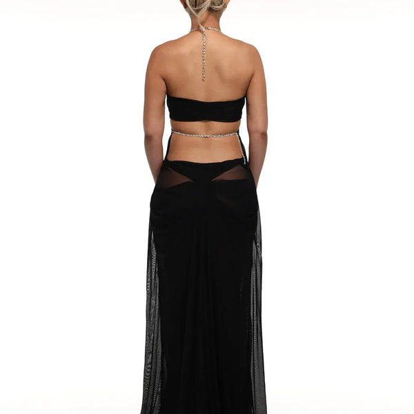 Funkelndes, mit Kristallen besetztes Abendkleid 
