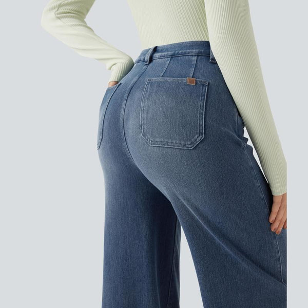 Klassische Jeans mit weitem Bein und hohem Bund 