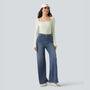 Klassische Jeans mit weitem Bein und hohem Bund 