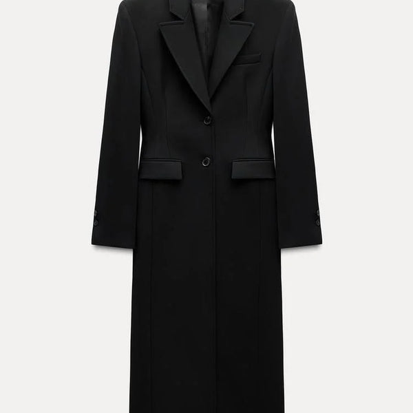 Manteau long croisé classique et chic 