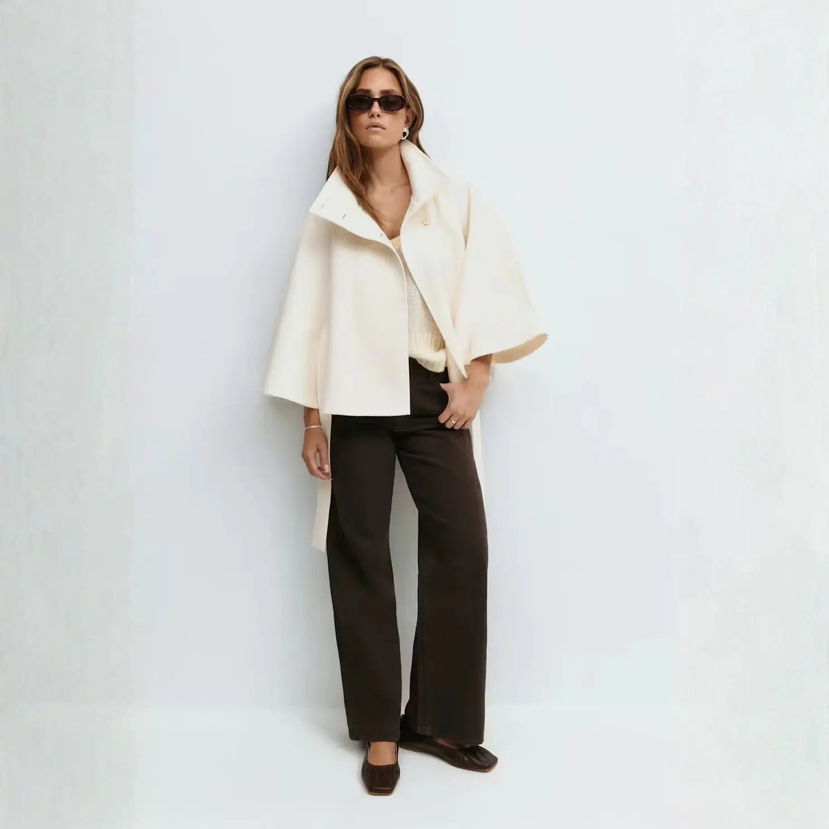 Sophisticated Belted Cape Coat