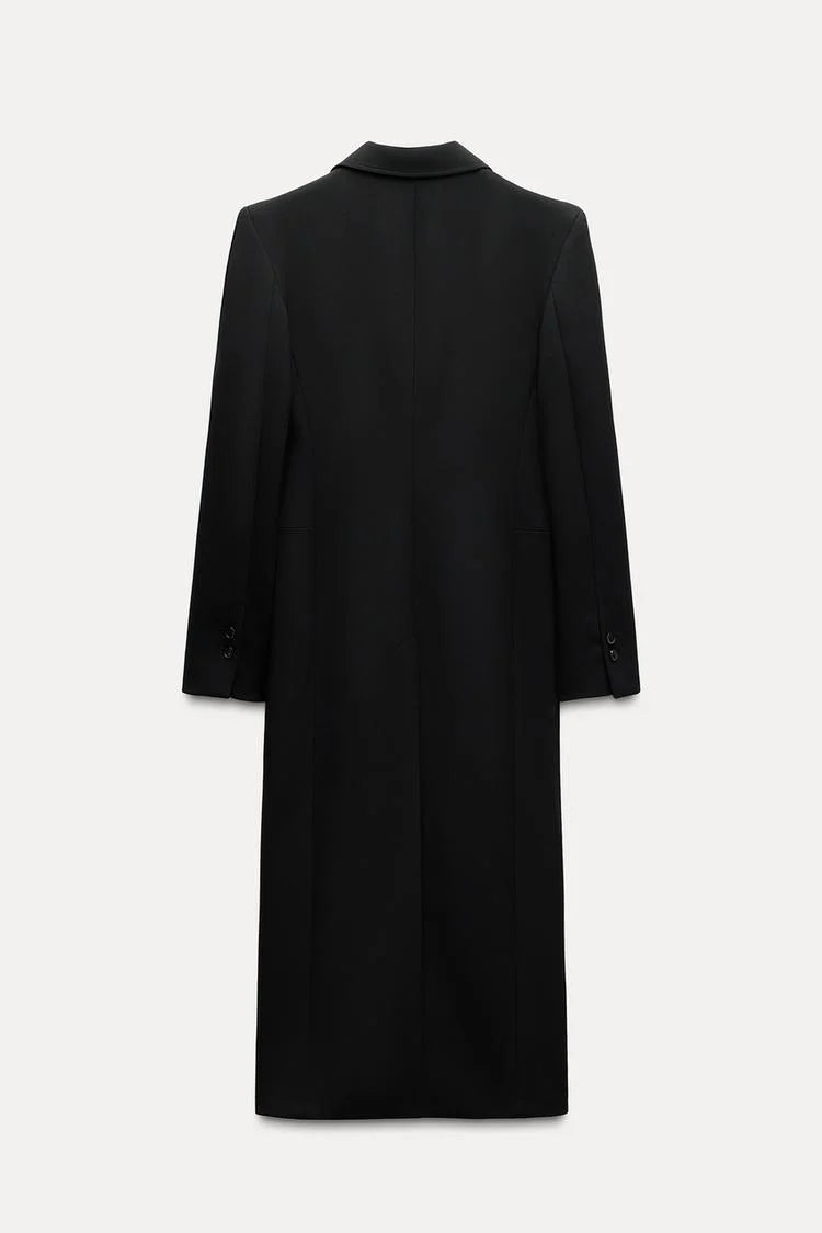 Manteau long croisé classique et chic 