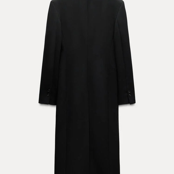 Manteau long croisé classique et chic 